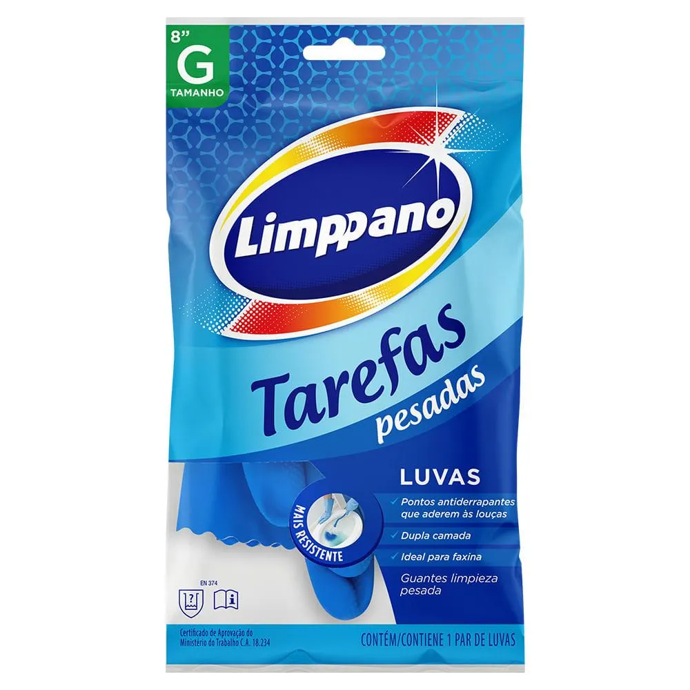 Luva para Tarefas Pesadas Azul Limppano G