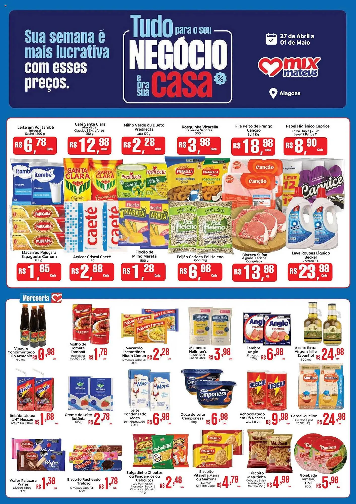 Encarte de Catálogo Supermercados Mateus 27 de abril até 1 de maio 2026 - Pagina 1