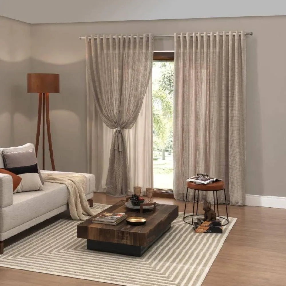 Cortina para Sala e Quarto 3,50M X 2,50 m com Forro Ibiza Havan Casa - Bege