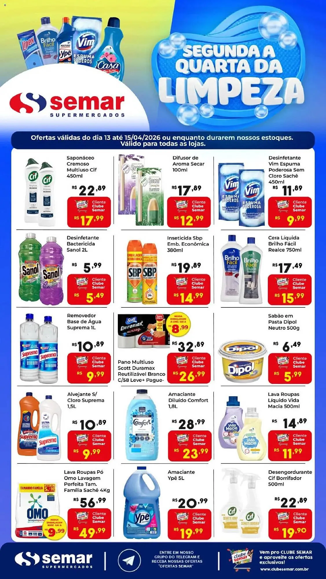 Encarte de Folheto Semar Supermercado 13 de abril até 15 de abril 2026 - Pagina 1