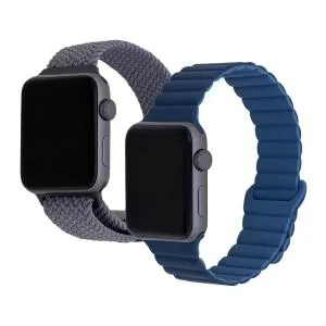 Kit Pulseira Double para Apple Watch 42/44/45/46/49 MM Cinza e Azul