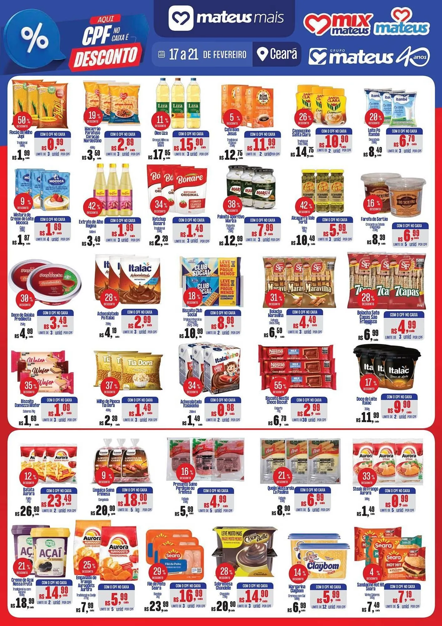 Encarte de Catálogo Supermercados Mateus 17 de fevereiro até 21 de fevereiro 2026 - Pagina 1
