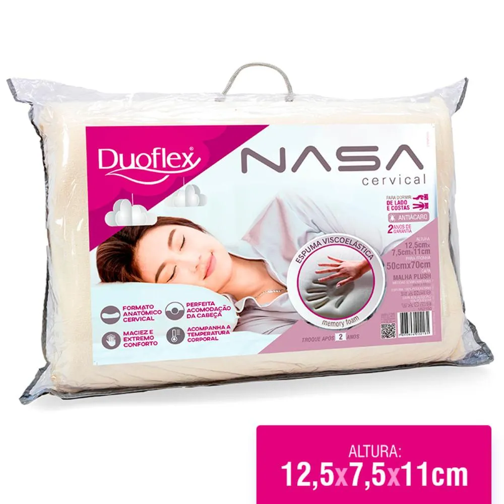 Travesseiro Viscoelástico Nasa Cervical Bege 50x70cm NN2100 - Duoflex