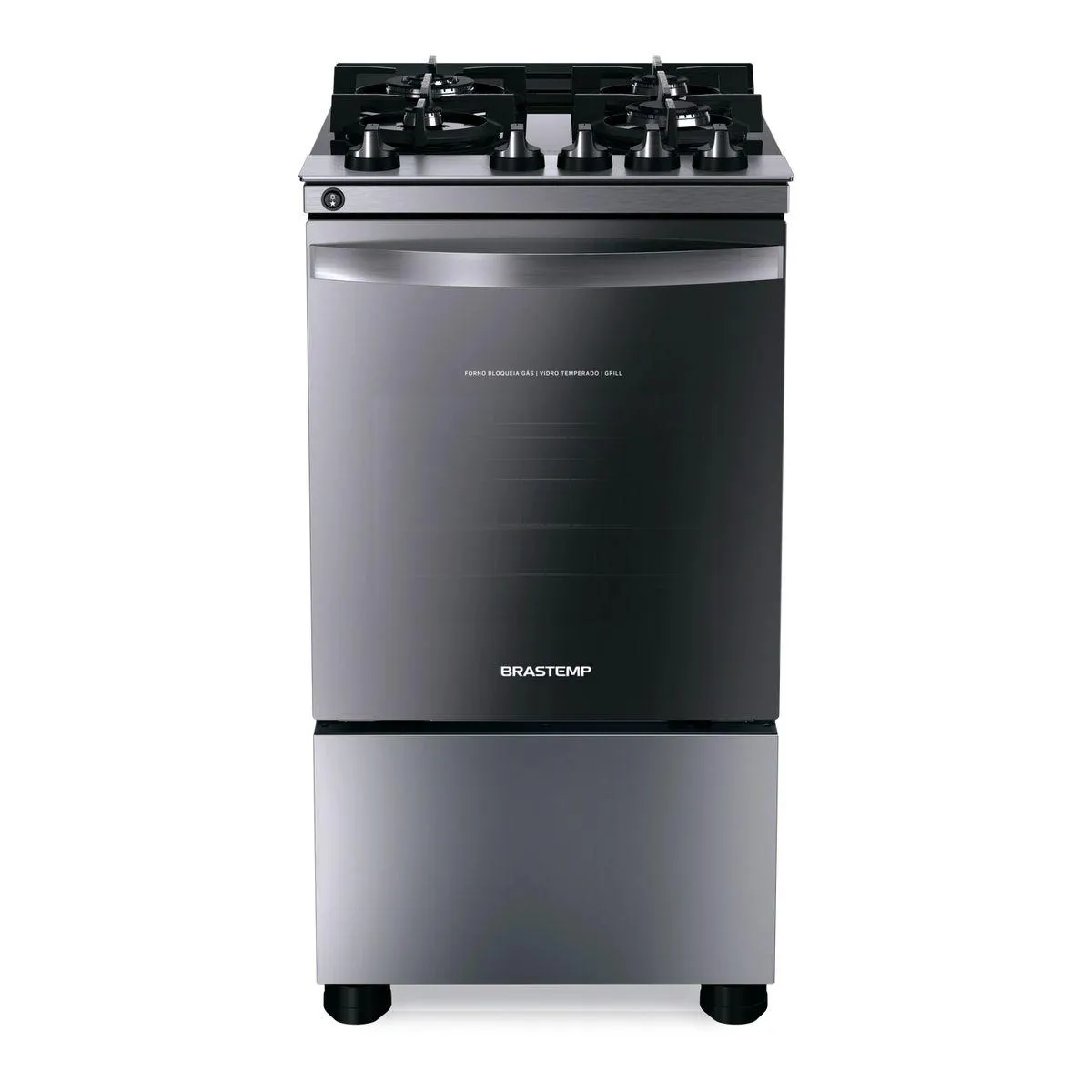 Fogão Brastemp 4 Bocas Inox com Mesa de Vidro, Dupla Chama e Grill Elétrico - BFO4VBR