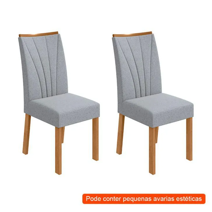 [OUTLET] Conjunto com 2 Cadeiras Apogeu Linho Cinza Claro e Amêndoa Clean