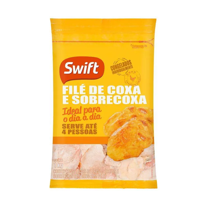 Filé Coxa Sobrecoxa Frango Swift 1Kg Sem Pele