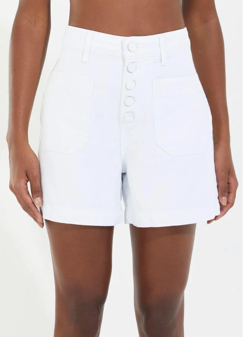 Bermuda sarja bolso chapado branco