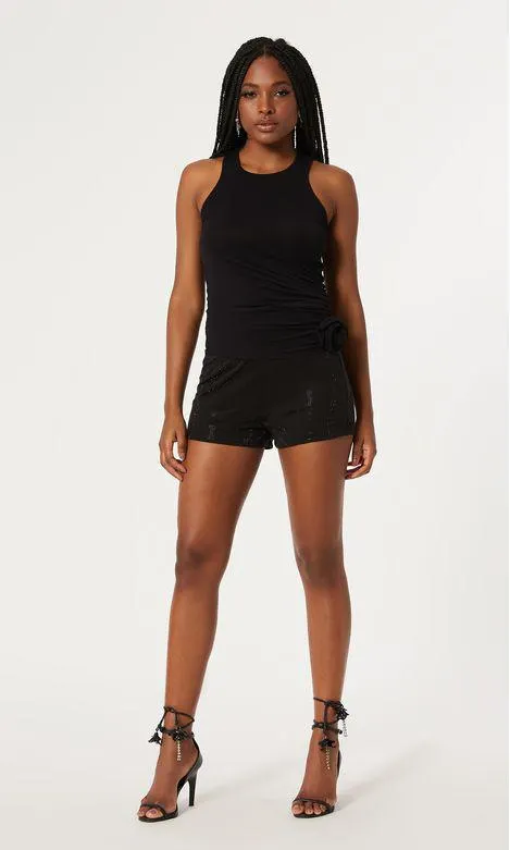 Short Termo Brilho Cintura Alta - Preto