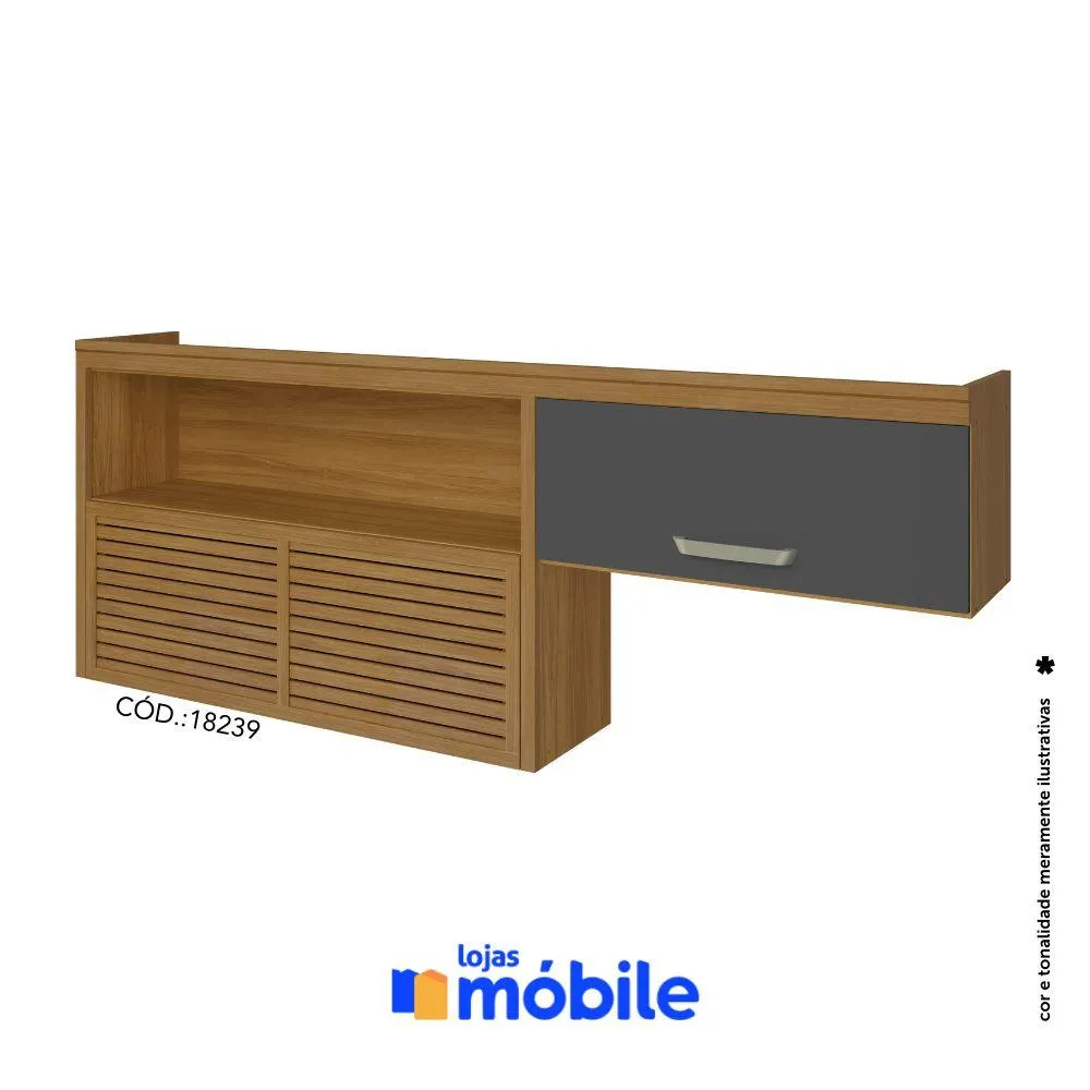 Armário Aéreo 76,4x200cm 2 Portas e 1 Nicho (18239)