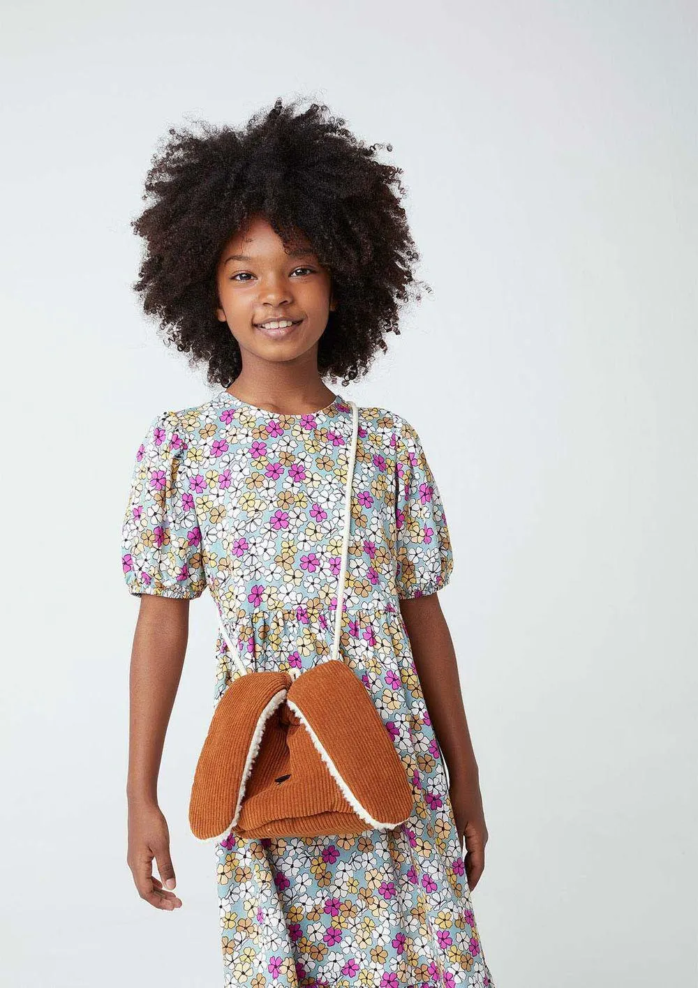 Bolsa Saco Infantil Menina Em Veludo Cotelê - Bege