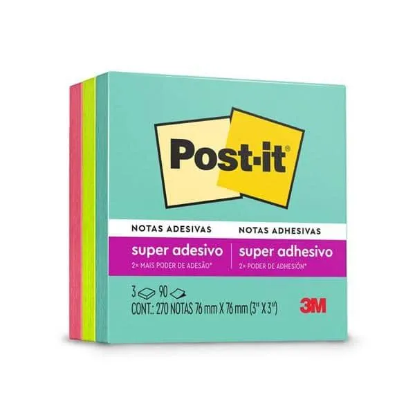 Bloco Adesivo Post-It Coleção Supernova 3 Bloco 76X76mm 270 Folhas 3M - PT 1 BL