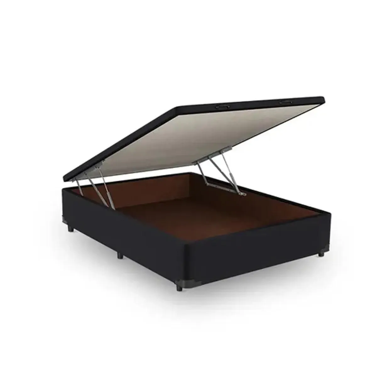 BASE CAMA BOX COM BAÚ ABERTURA FRONTAL KORANO PRETO