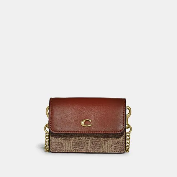 Porta-Cartões Half Flap Signature Coach - Marrom