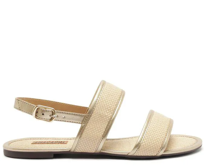 Sandália Essencial Palha Dourada e Nude