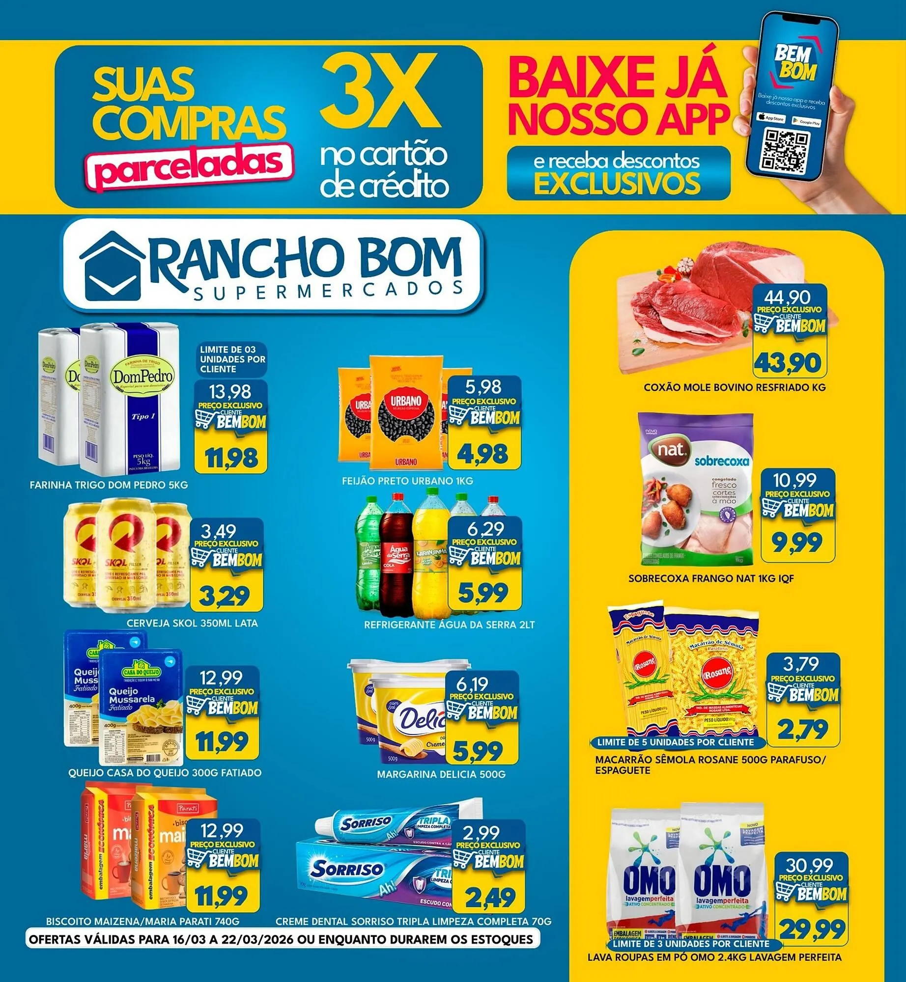 Encarte de Catálogo Rancho Bom Supermercados 16 de março até 22 de março 2026 - Pagina 1