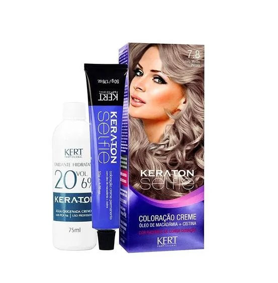Tintura Keraton Selfie 7.8 Louro Médio Pérola