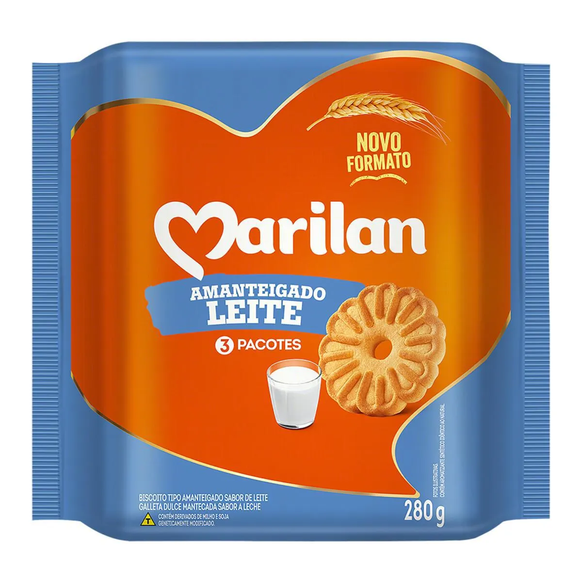 Biscoito Doce Amanteigado Leite pacote 280g - Marilan