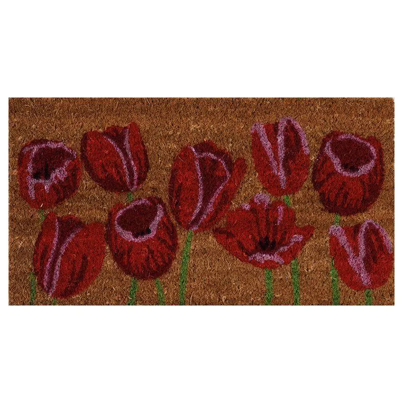 Capacho Retangular Flores 33x60cm Colorido - Vizapi