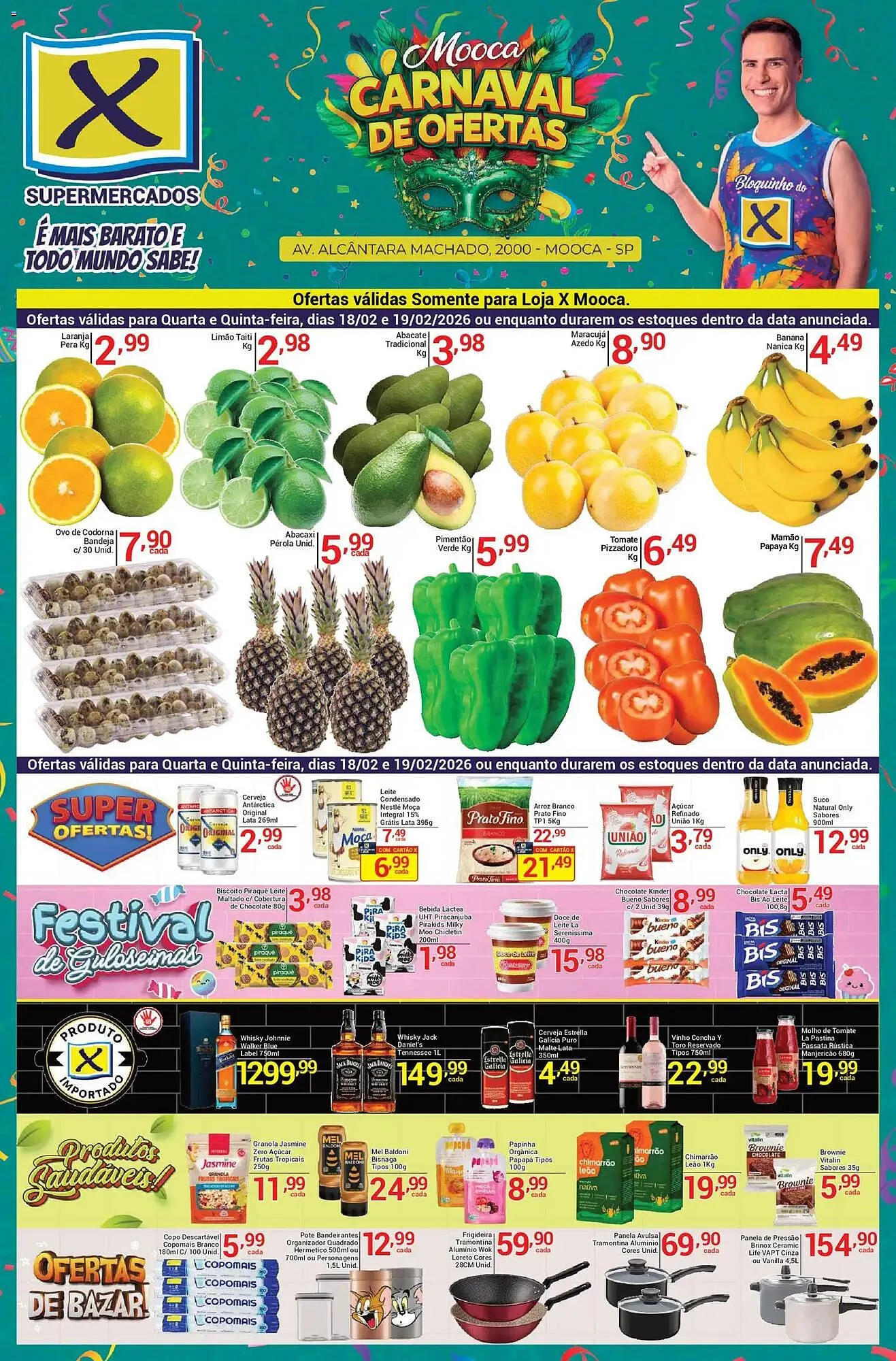 Encarte de Folheto X Supermercados 18 de fevereiro até 19 de fevereiro 2026 - Pagina 1