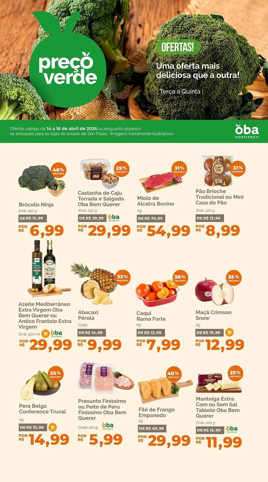Encarte de Folheto Oba Hortifruti 14 de abril até 16 de abril 2026 - Pagina 1