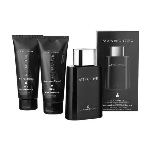 Kit Attractive Masculino (Deo Colônia + Gel Pós-Barba + Shampoo)