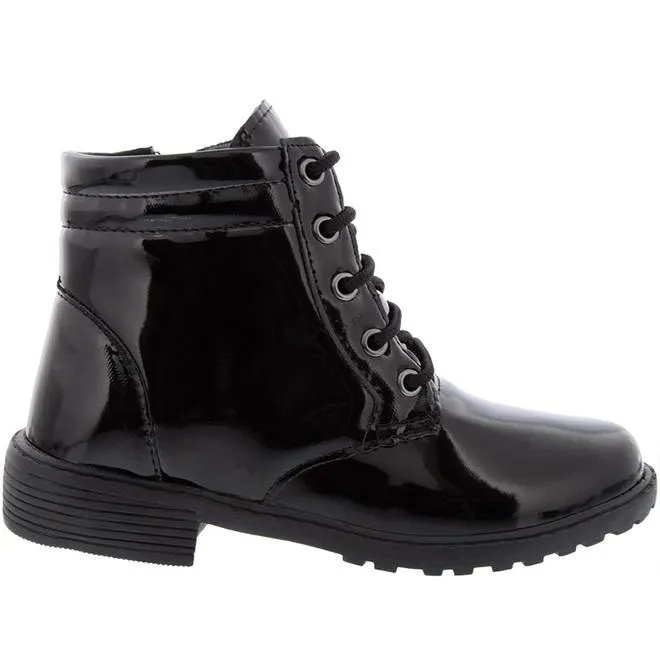 Bota Coturno Infantil Gabrielinha Pespontos Verniz Preto