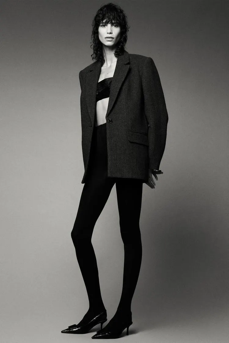 BLAZER RETO EM PONTO ESPIGA COM LÃ