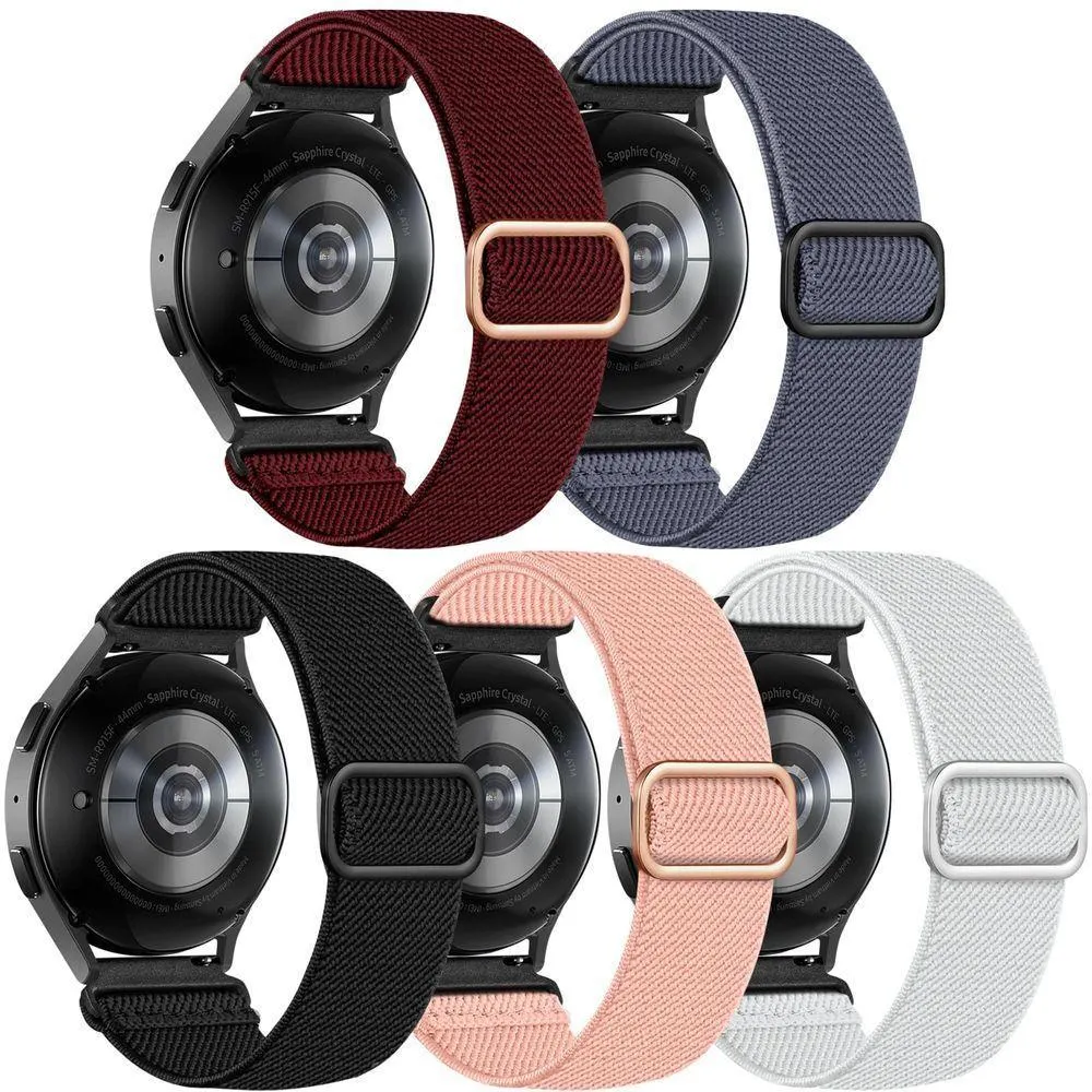 5 Pack Pulseiras De Nylon Para Galaxy Watch, 20mm, Elásticas