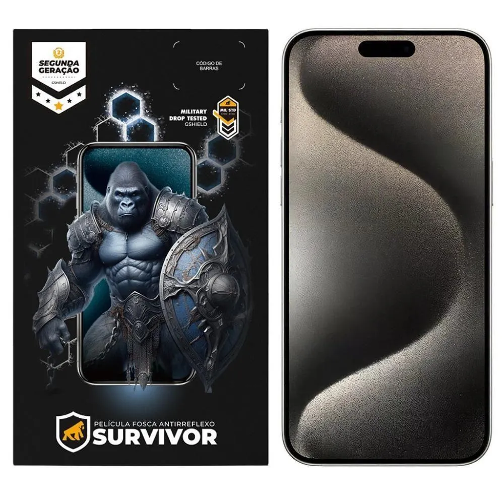 Película Para Iphone 15 Pro Max Com Aplicador - Survivor Fosca - Gshield