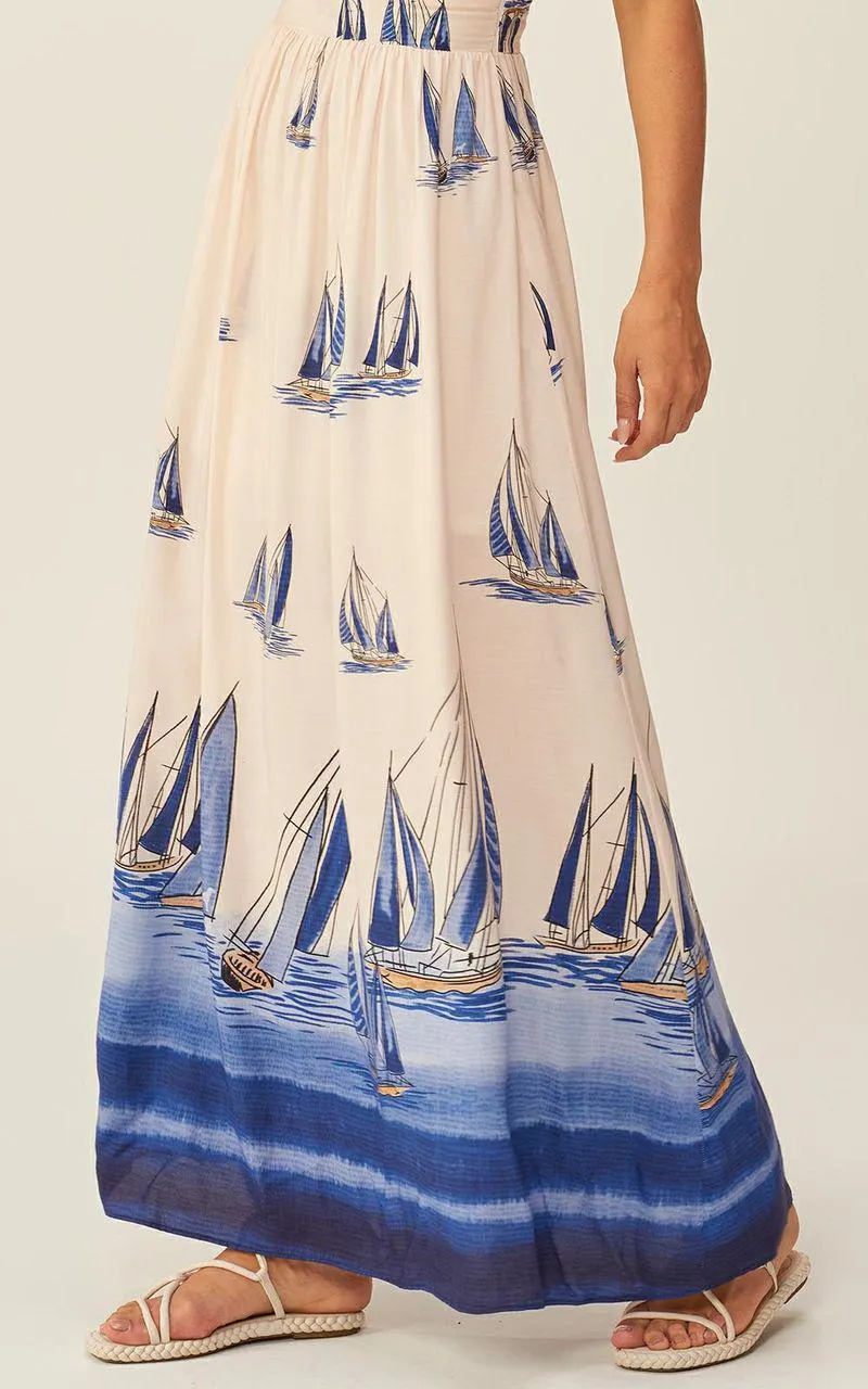 Vestido Longo Estampado Barrado - VELEIRO BARRADO