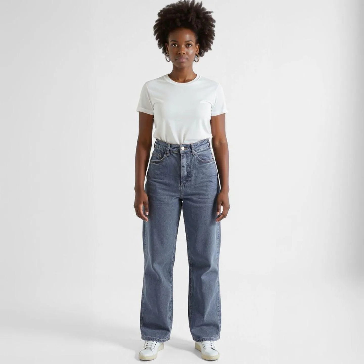 Calça jeans feminina wide slim azul claro lisa - Ink