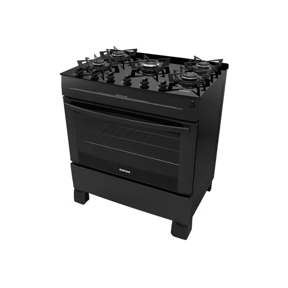 Fogão 5 Bocas Electra Glass Itatiaia com Mesa de Vidro 3700000367 Preto Bivolt
