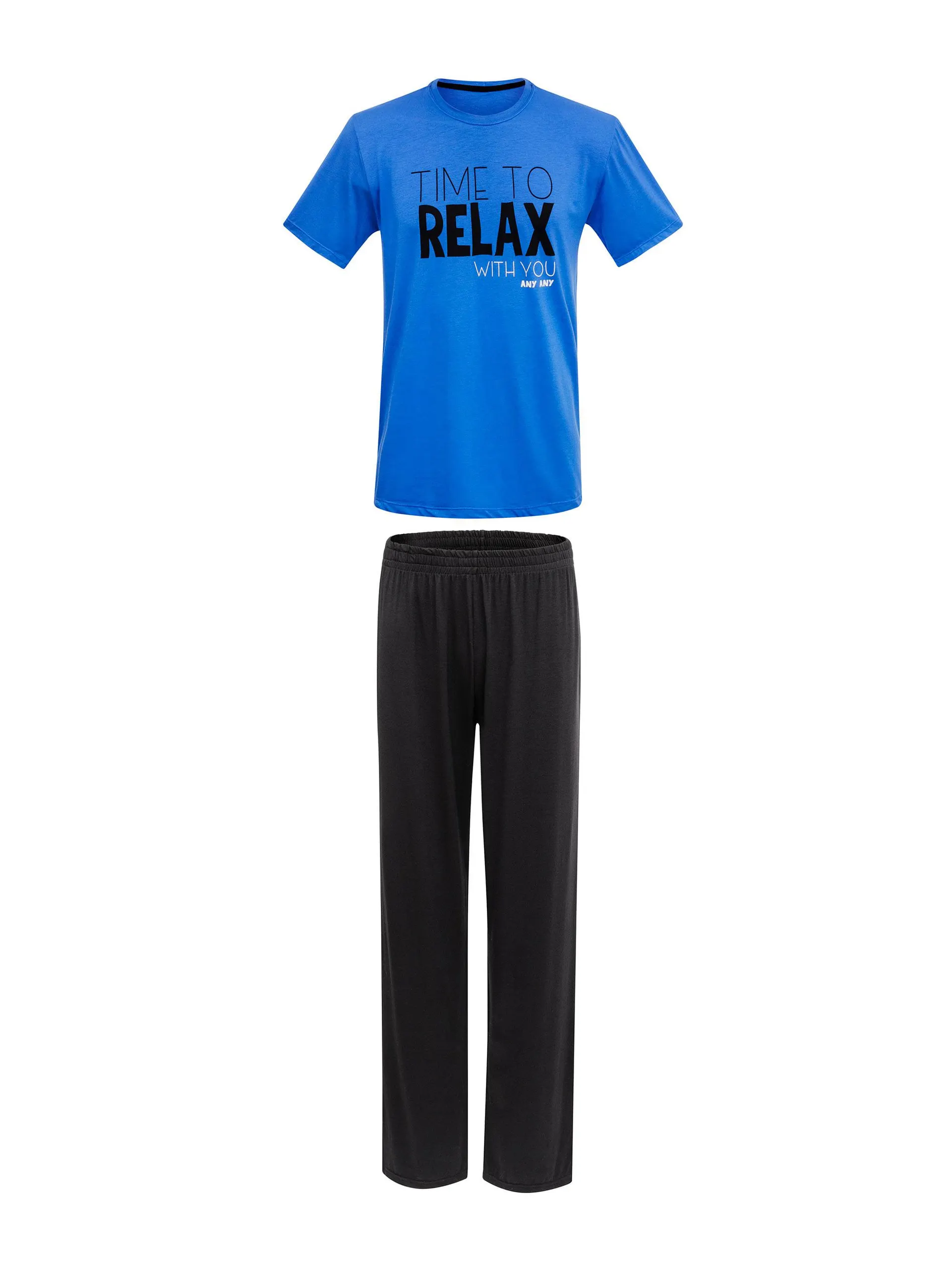 Pijama Longo Manga Curta Masculino Time To Relax