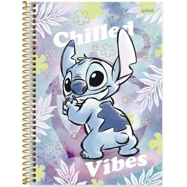 Caderno Universitário, Capa Dura, 1X1, 80 Folhas, Stitch, Disney, 2524482, Spiral - PT 1 UN