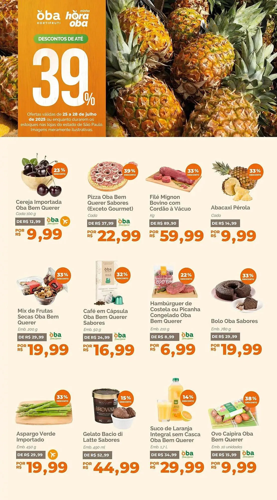 Encarte de Catálogo Oba Hortifruti 25 de julho até 28 de julho 2025 - Pagina 1