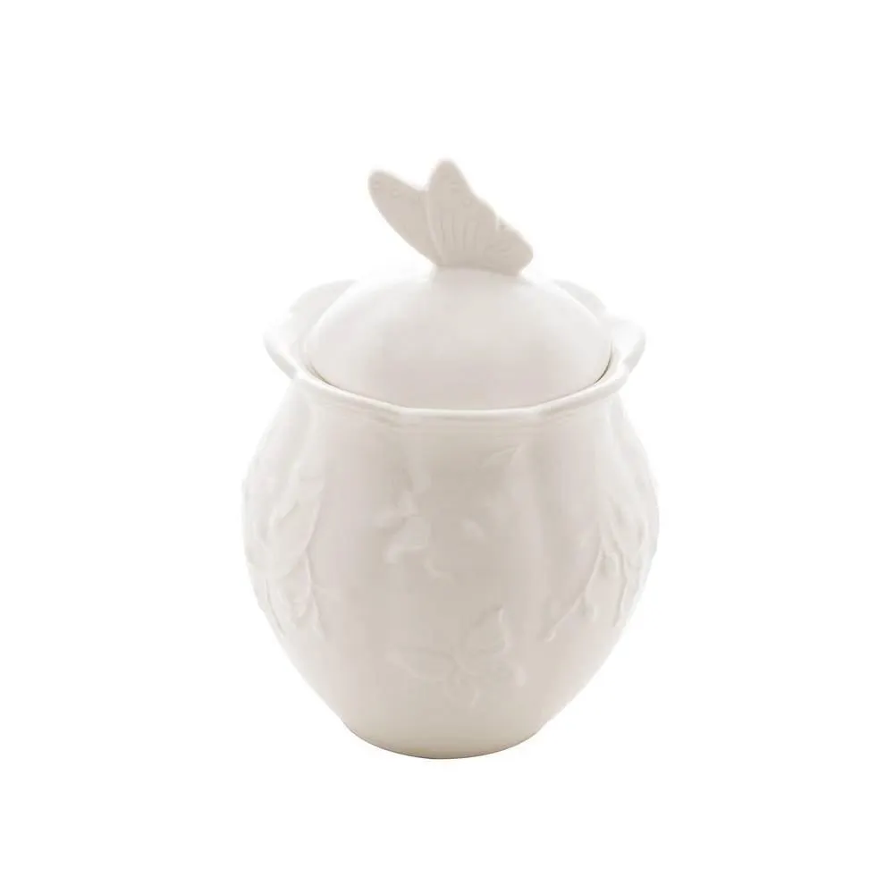 Açucareiro Lyor De Porcelana Butterfly 9,5 X 13Cm - Branco
