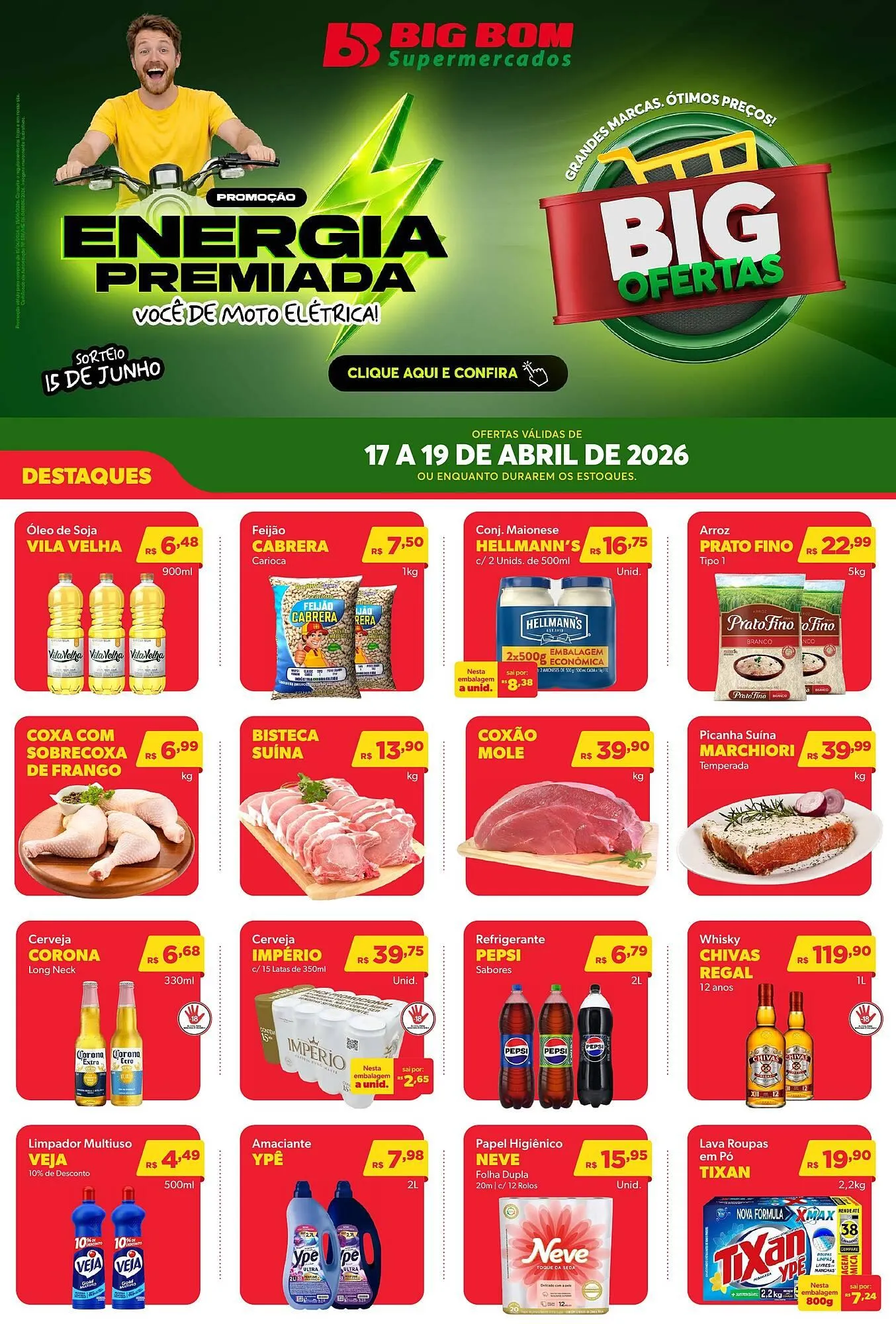 Encarte de Catálogo Big Bom Supermercados 17 de abril até 19 de abril 2026 - Pagina 1