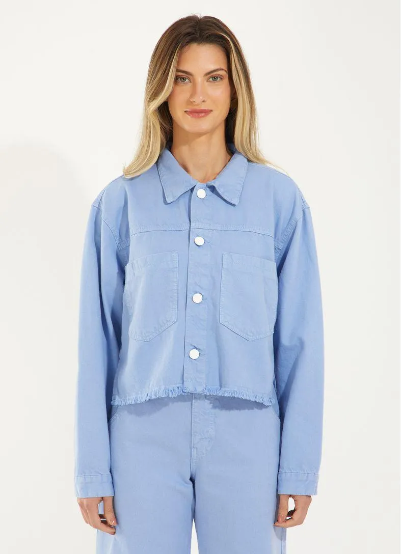 Jaqueta sarja color barra desfiada azul