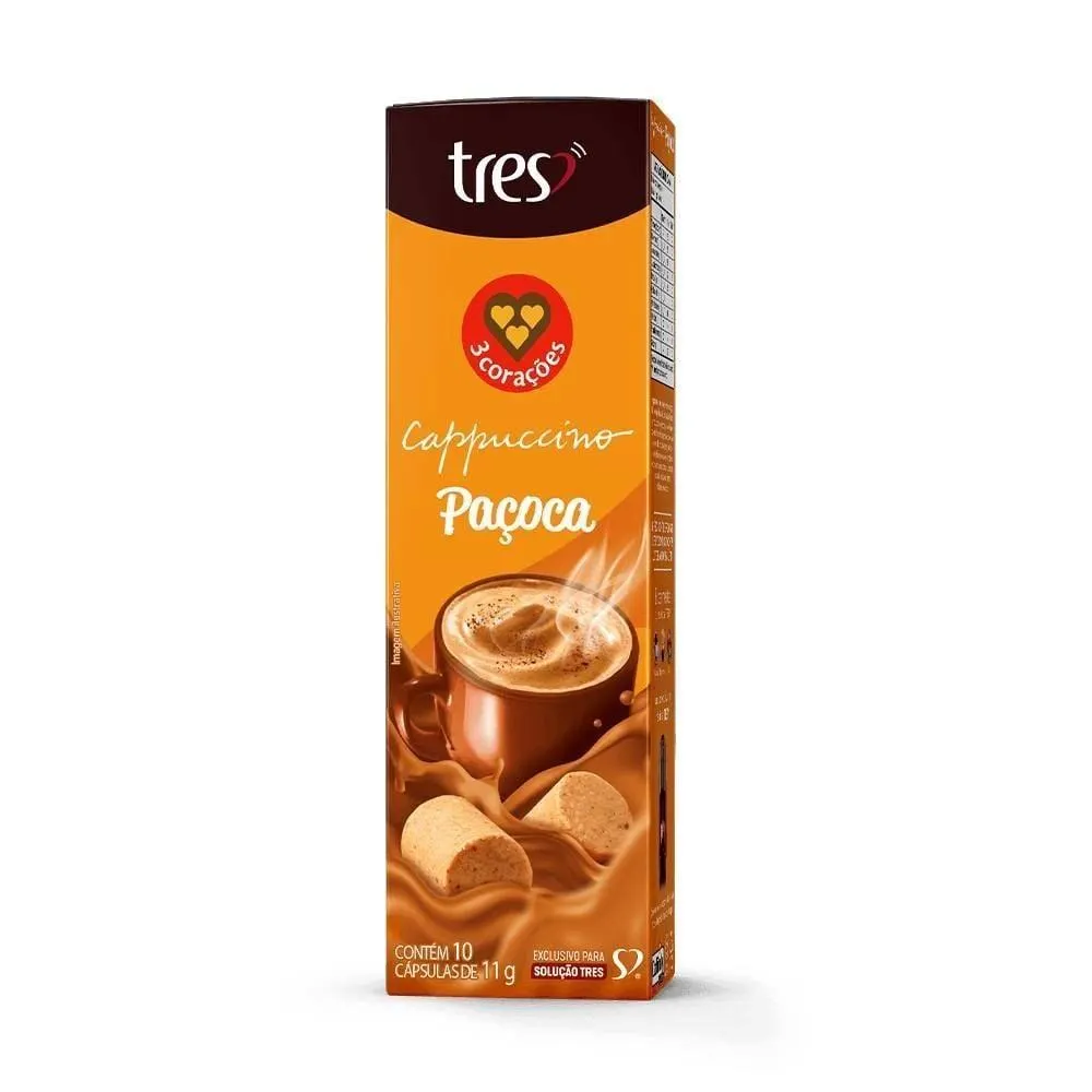 Cápsulas Cappuccino Paçoca Tres 3 Corações - 10 Cápsulas