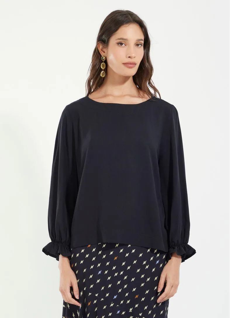 Blusa viscose lisa preto