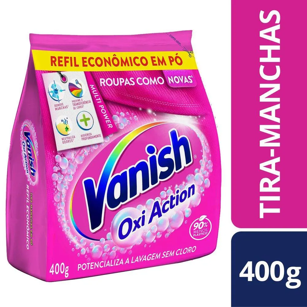 Tira Manchas Vanish em Pó Oxi Action para roupas coloridas Refil Econômico 400g