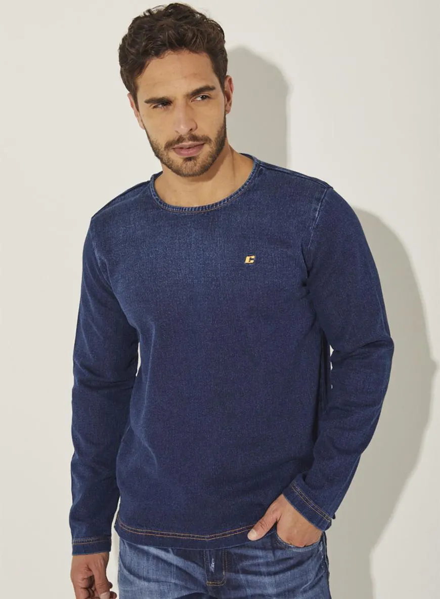 Blusão Jeans Manga Longa Com Bordado