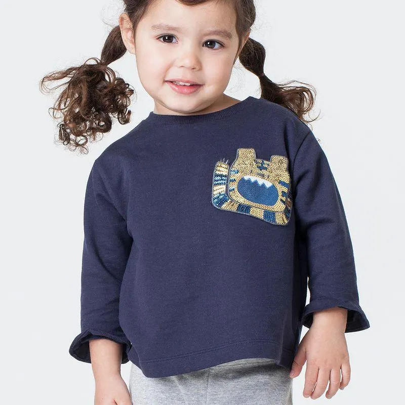 Conjunto Toddler Menina Tiger Azul Blusa/Calça