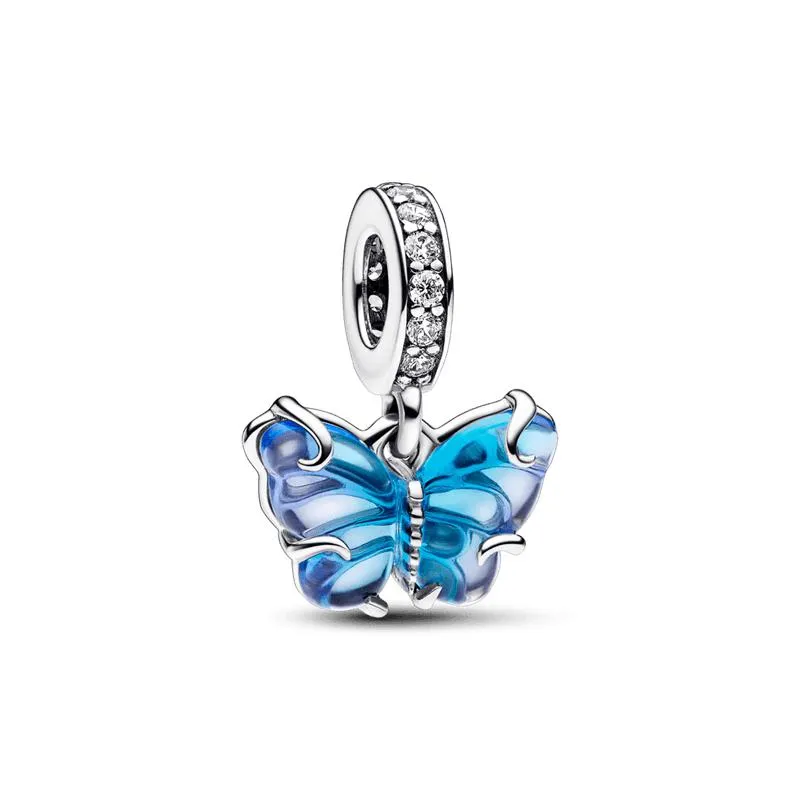 Charm Pendente Borboleta em Vidro Murano Azul