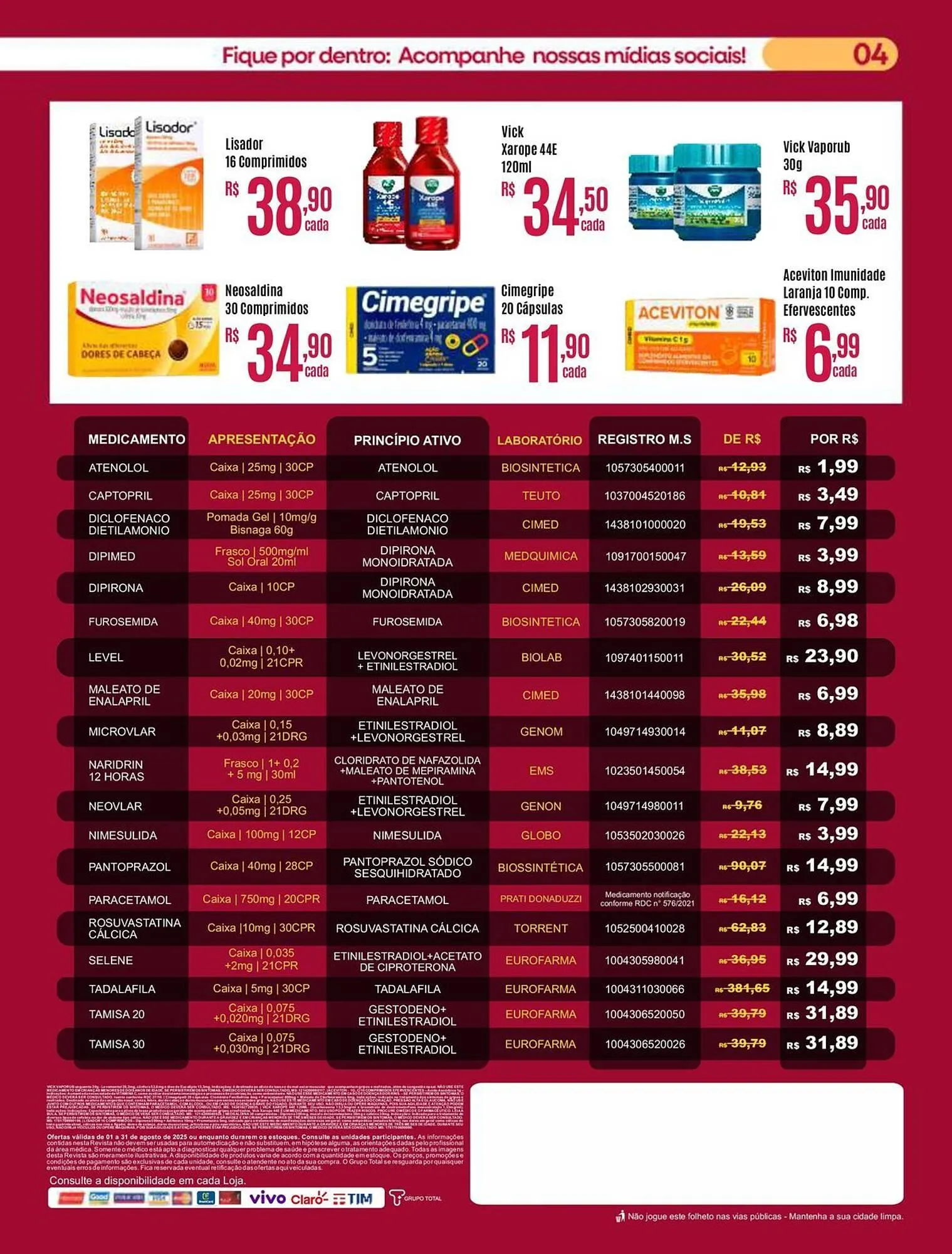 Encarte de Catálogo Drogaria Total 1 de agosto até 31 de agosto 2025 - Pagina 4