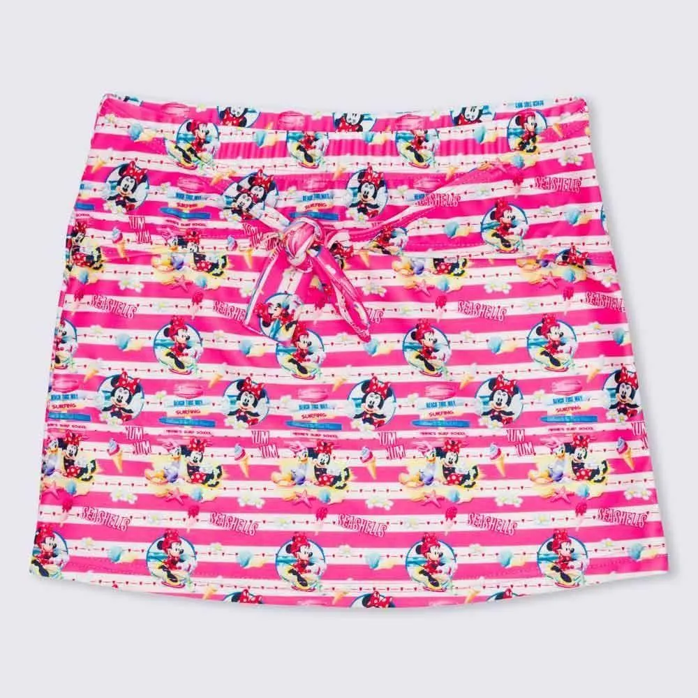 Saia 4 a 10 Anos Minnie Surf Disney Rosa Chocante