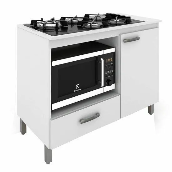 Balcão para Cooktop e Nicho para Forno Roma Móveis Sul, 1 Porta, 1 Gaveta - 4855