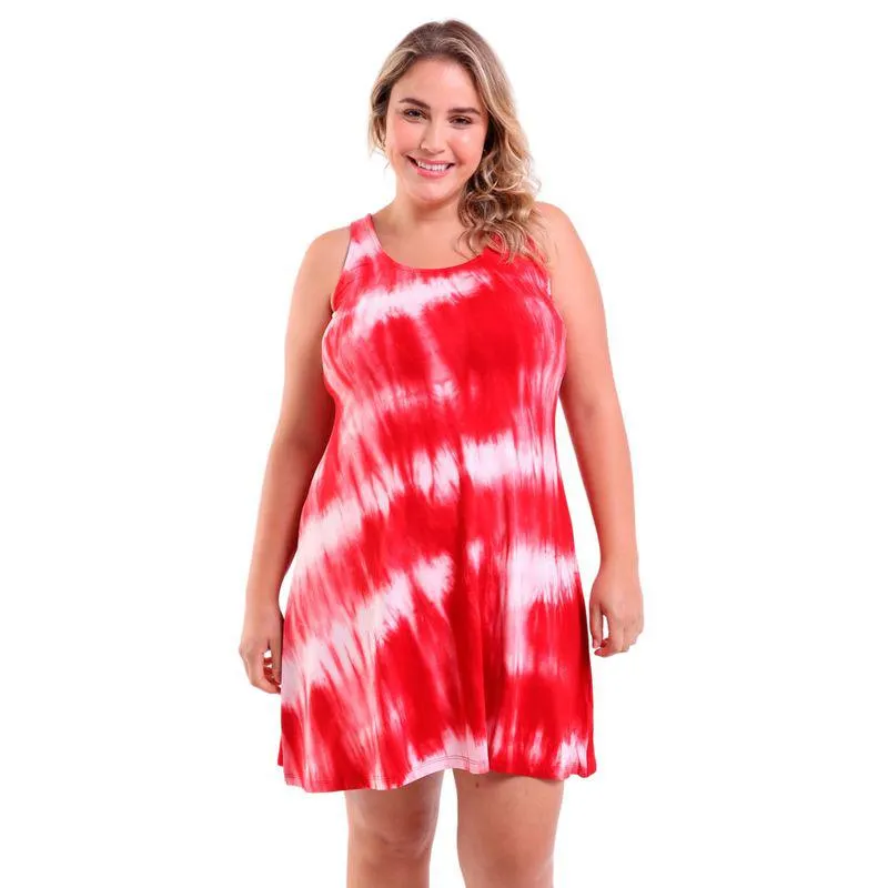 Vestido Curto Costas Cruzadas Trendz Vermelho Tie Dye