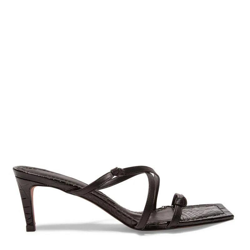 Sandália Mule Preta Bico Quadrado