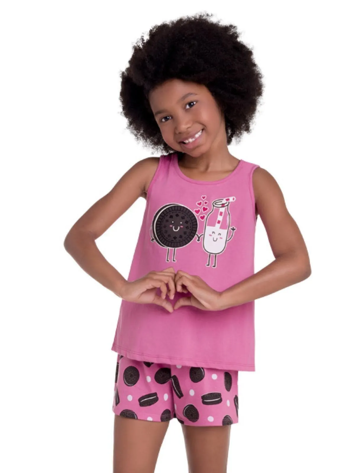 Pijama Infantil Menina Kyly Rosa Brilha no Escuro